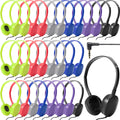 30 Pack Wired Headphones Adjustable On Ear Headphones Kids Headphones with Stereo Children Headphones Earbuds for Kids Boys Girls Schools Laptop Travel Plane Tablet(Bright Colors)